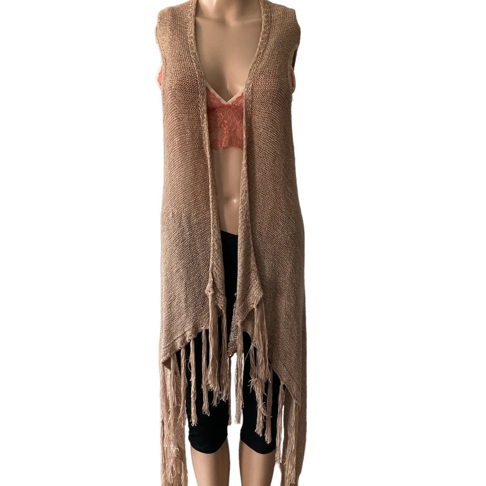Evelyn K Long Fringe Open OS Cardigan